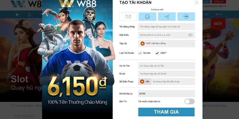 Biểu mẫu để điền thông tin tạo tài khoản